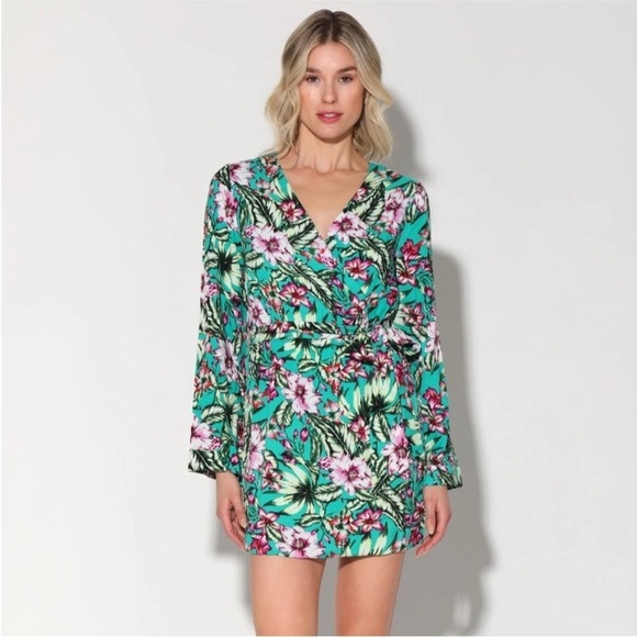 Walter Baker Jubilee Kimono Amazon Floral Faux Wrap Tropical Dress Small - Picture 1 of 16